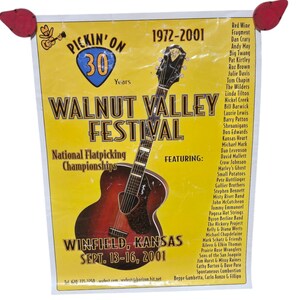 Cartel del Festival Walnut Valley 2001 Campeonato de flatpicking Winfield Kansas