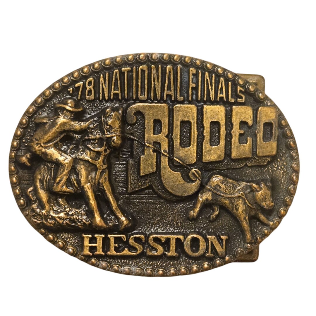 1978 Rodeo Belt Buckle National Finals Hesston Calf Roper 1970s Western ...
