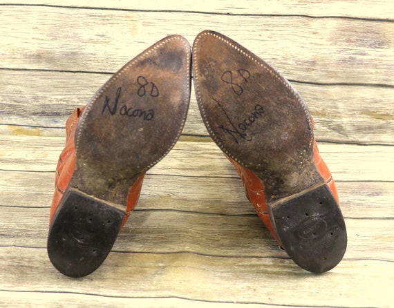 Nocona Cowboy Boots Tan Brown Leather Mens 8 D Ro… - image 10