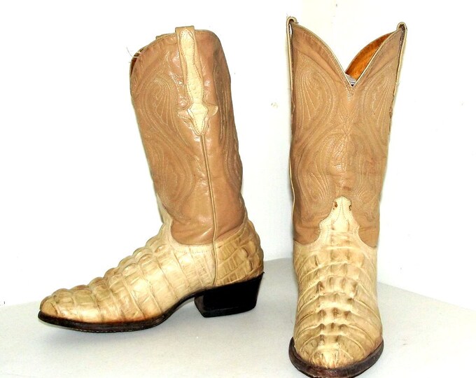 Exotic Light Tan Leather Cowboy Boots Size 9 D or Womens Size - Etsy
