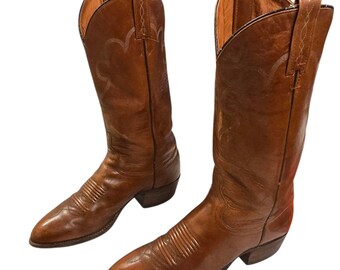 Vintage Butterscotch Peachy Leather Cowboy Western Boots US  display picture 1