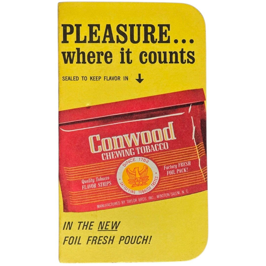 Vintage Conwood Chewing Tobacco Foil Fresh Pouch Advertising Booklet  Notepad