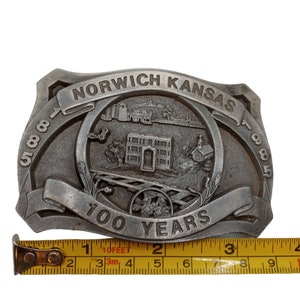 Norwich Kansas Belt Buckle Centennial 100 Years Railroad Train 1985 KS Country Western Wear