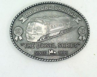 Railroad Savings Belt Buckle 1988 Diesel Series Train Engine Santa Fe Railroad