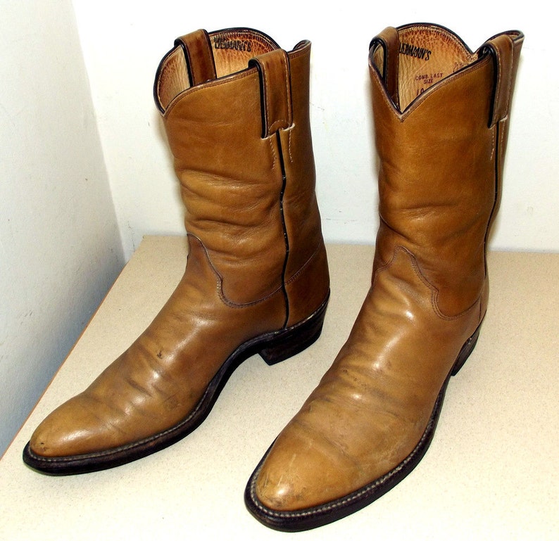 Broken In Vintage Justin brand Cowboy Boots caramel brown Etsy