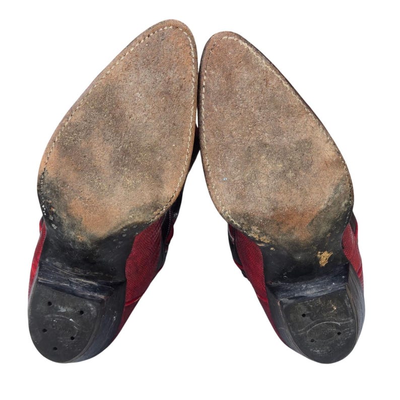 Dan Post Cowboy Boots Black Red Lizard Leather Womens 6 A Narrow Exotic Cowgirl image 8