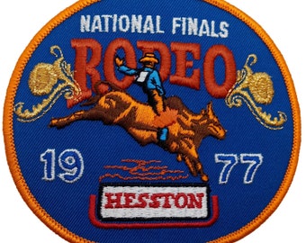 1977 NFR Rodeo Patch National Finals Vintage Bull Rider Hesston Cowboy Western Wear