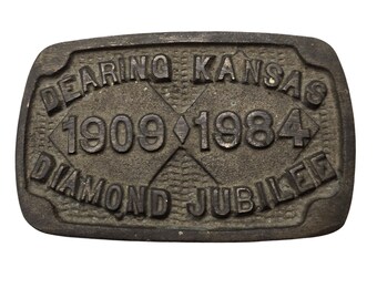 Dearing Kansas Belt Buckle Diamond Jubilee KS Vintage Country Western Wear