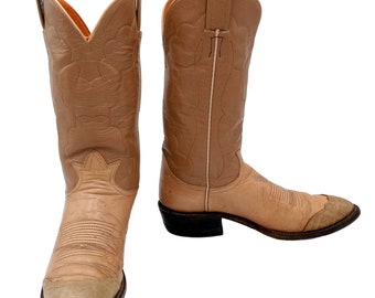 Vintage Tony Lama Cowboy Boots Tan Leather Mens 8 A Extra Narrow Western Vintage Tony Lama Cowboy Boots Tan Leather Mens 8 A Extra  main image 2