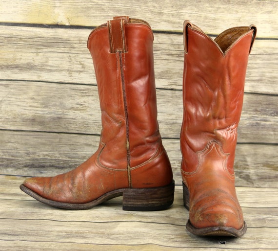 Nocona Cowboy Boots Tan Brown Leather Mens 8 D Ro… - image 1