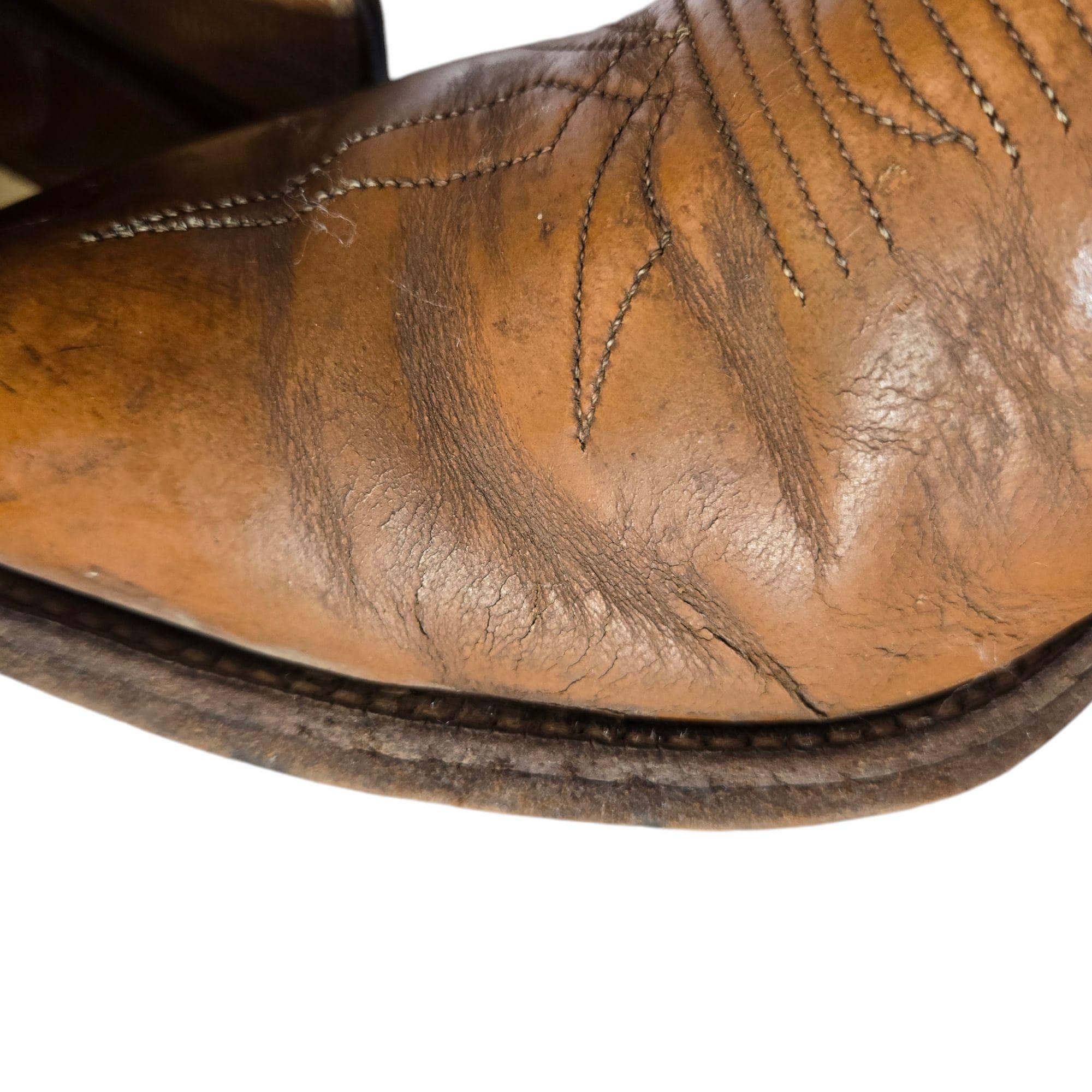 Bottes Western Rares Vintage Justin White Label 2216 Cousues Arc-en