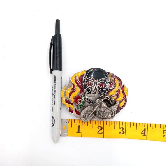 Black Skull Motorcycle Belt Buckle Flames Wild An… - image 2