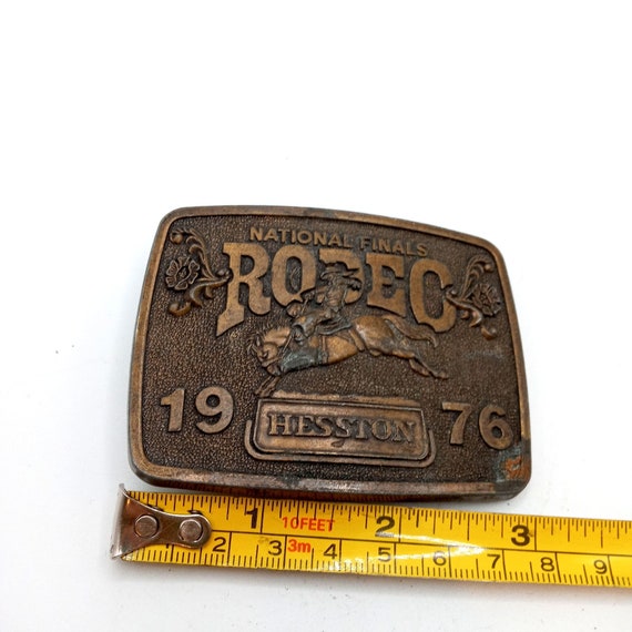 1976 NFR Rodeo Belt Buckle Saddle Bronc Cowboy Na… - image 9