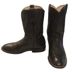 Cowtown Cowboy Boots Black Leather Mens 8 D Vintage Western Rockabilly Shoes