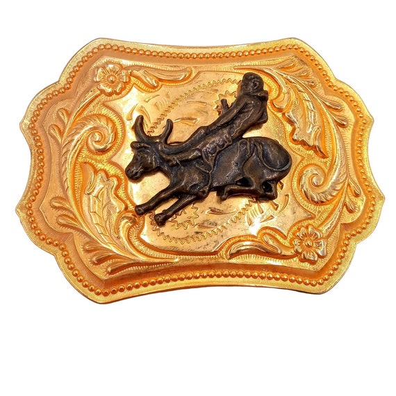 WMG Wear Cowboy Western Rodeo Horse Rider Gold Tone Large Belt Buckles