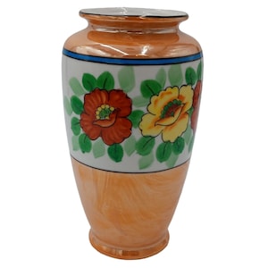 Vintage Lusterware Vase Hand Painted Made In Japan Flower Floral Design