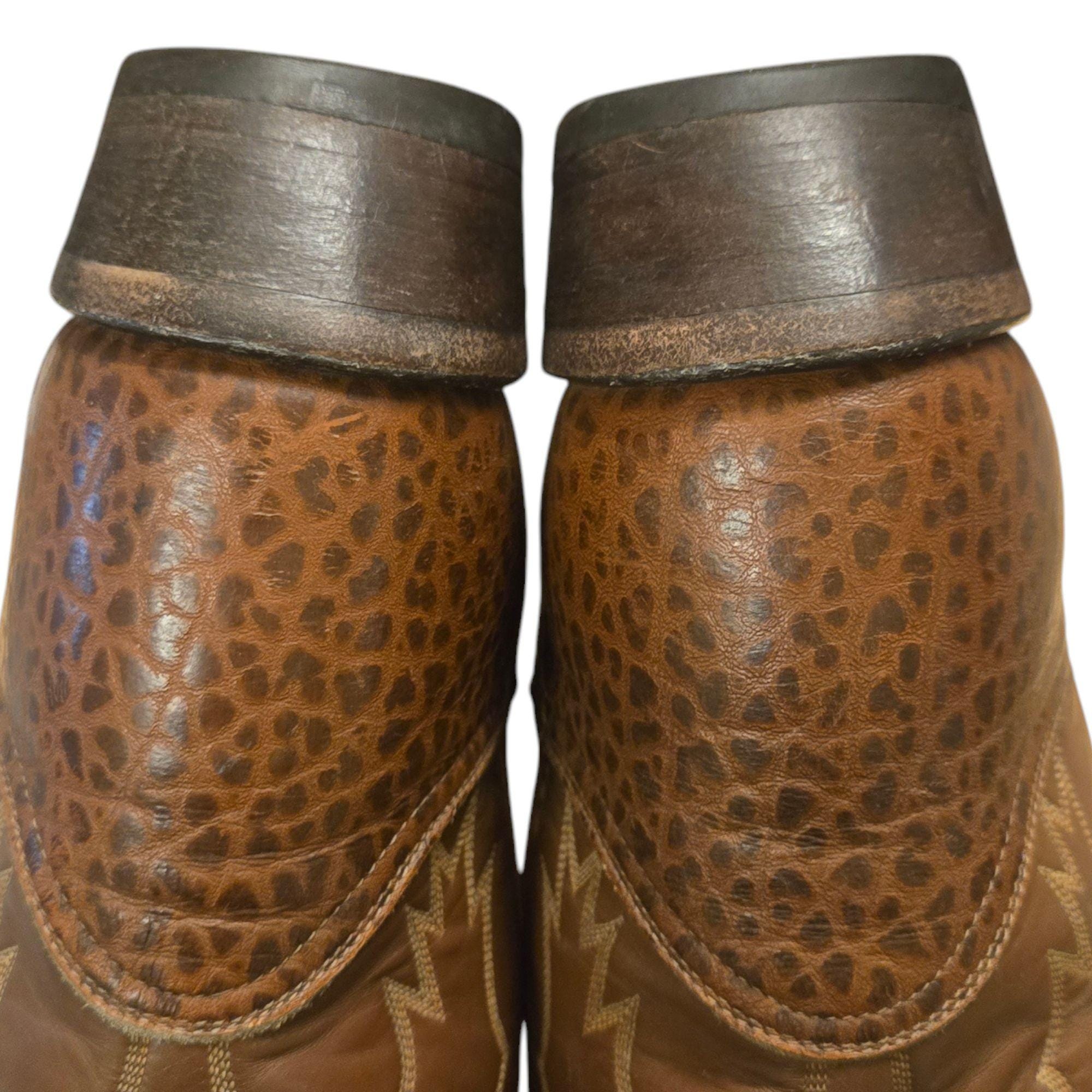 Vintage Tony Lama Cowboy Boots Men’s 10.5 D Brown Leather Made USA Western Ranch 10.5D Vintage Tony Lama Brown Armadillo Lizard Skin Leather  main image 2