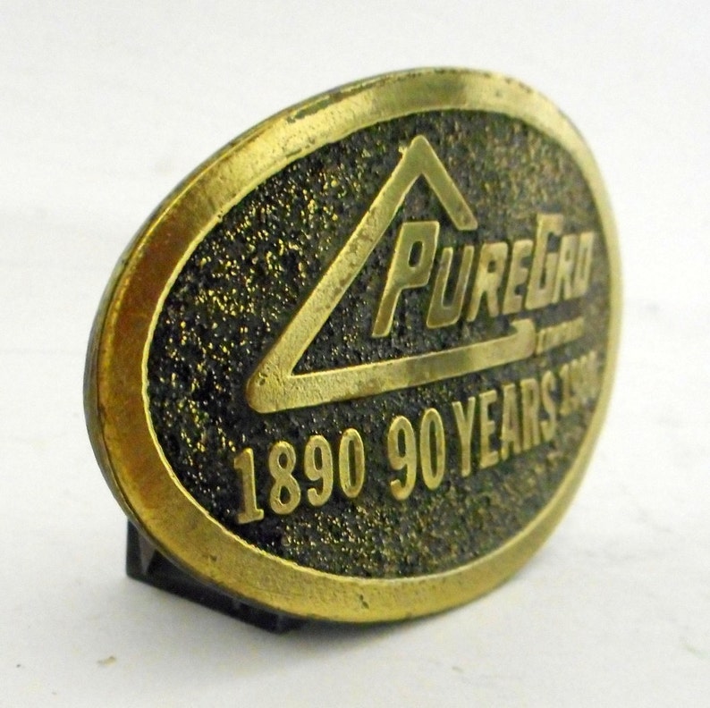 PureGro Co 1980 Vintage Belt Buckle Limited Edition Pure Grow Distressed Indie Folk