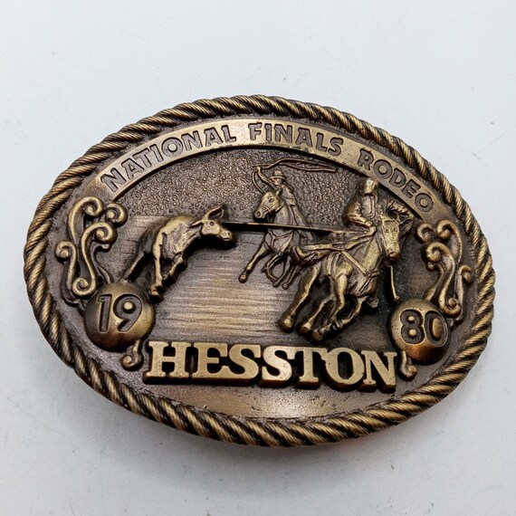 Vintage NFR Belt Buckle Rodeo 1980 Hesston Nation… - image 9