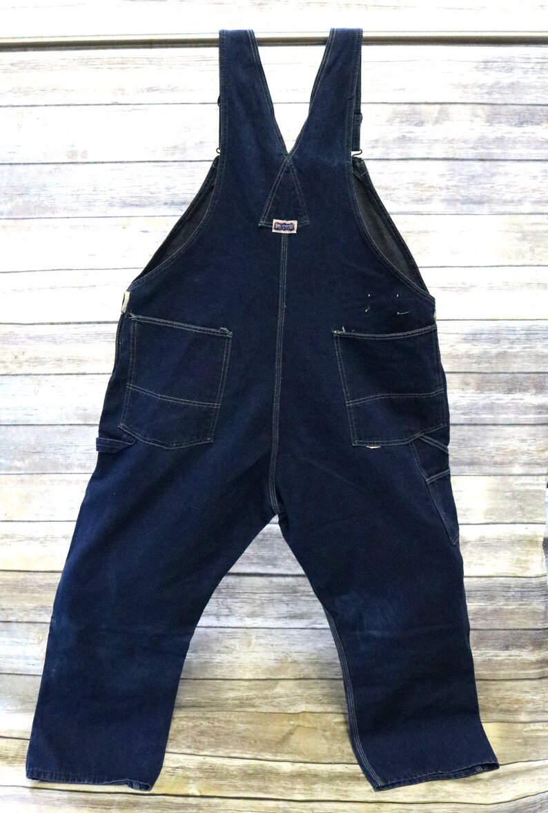 Big Smith Bib Overalls Blue Denim Vintage Carpenter Rockabilly Work Farm 43 x 28