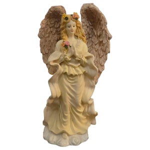 Angel Figurine Flowers Prayer Hands Vintage 1990s Collectible