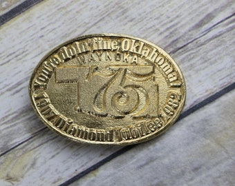 State of Oklahoma Diamond 75th Jubilee Belt Buckle 24K GP  display picture 3