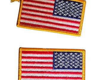 Broderad lapp med amerikansk flagga, vintage-USA, set med 2 kardborreband