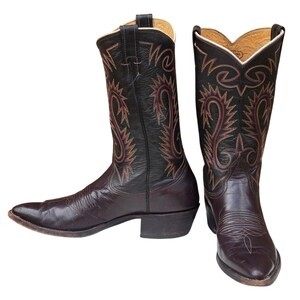 Vintage Rare Nocona Cowboy Brown, Black & Red Leather Boots 9.5 D Western Vintage nocona boots red - Gem main image 3