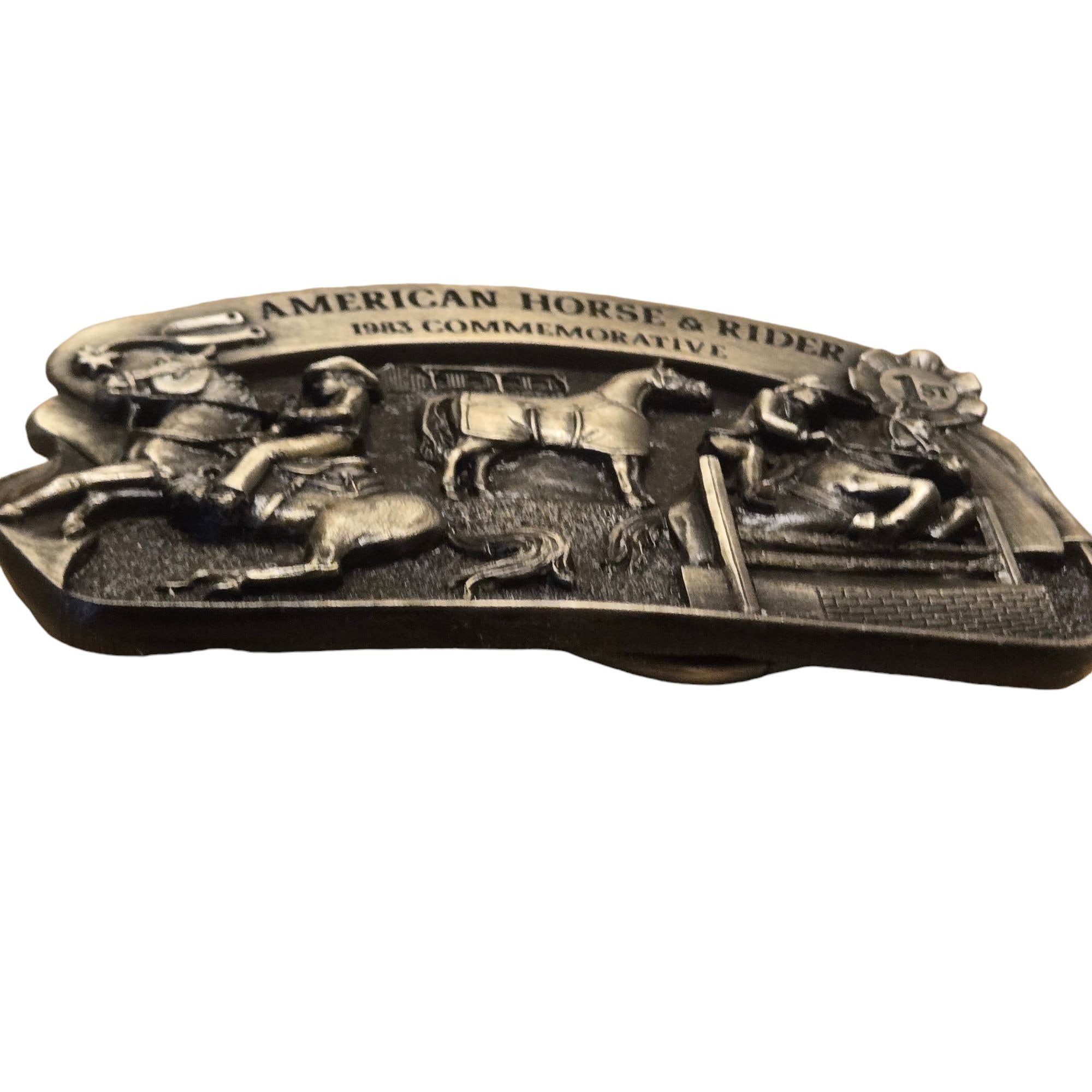 Vintage 1983 commemorative belt buckle American horse and rider American Horse Rider Belt Buckle 1983 Cowboy Equestrian  main image 4