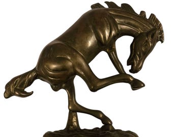 ブロンズ製ロデオライダー像：暴れ馬に乗るカウボーイの置物 - Etsy 日本