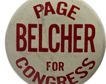 Vintage Page Belcher For Congress Campaign Pin Button US Politics Oklahoma