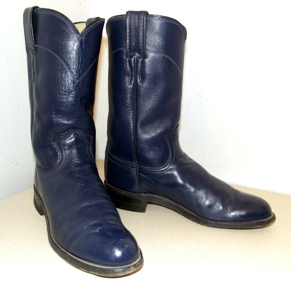 blue leather cowboy boots