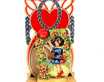 Antique German Standing Valentines Day card  - R