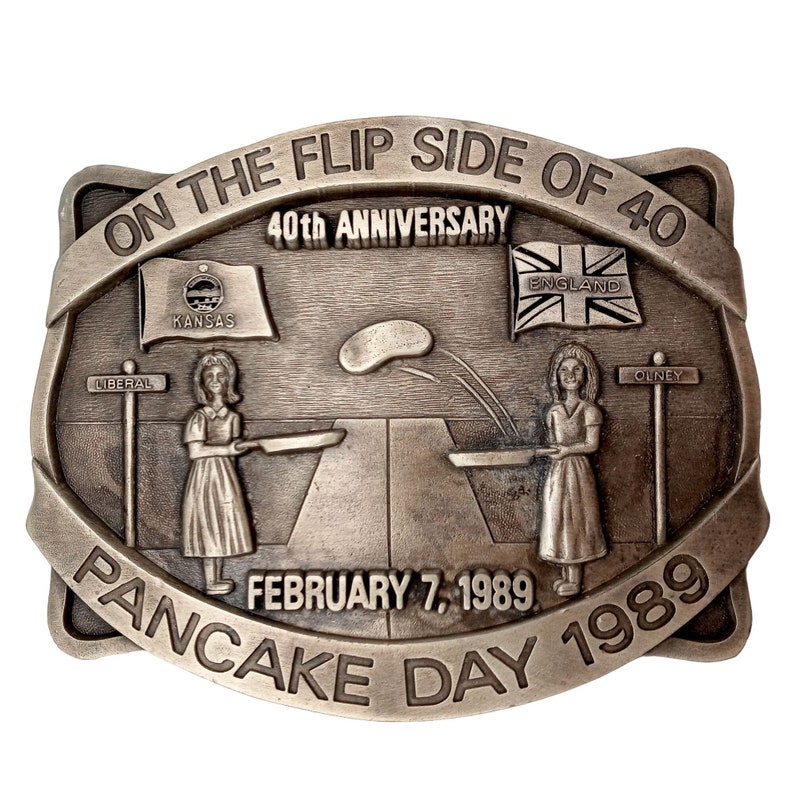 Flip Side of 40 Belt Buckle International Pancake Day Liberal Etsy