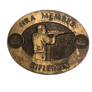 NRA Member Belt Buckle Rifleman Vintage Distressed Western Wear