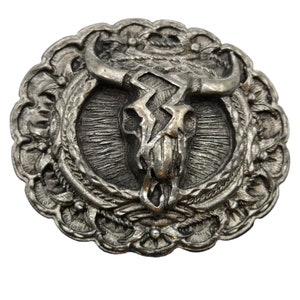 Fibbia per cintura con teschio di toro di bufalo, cowboy vintage country western