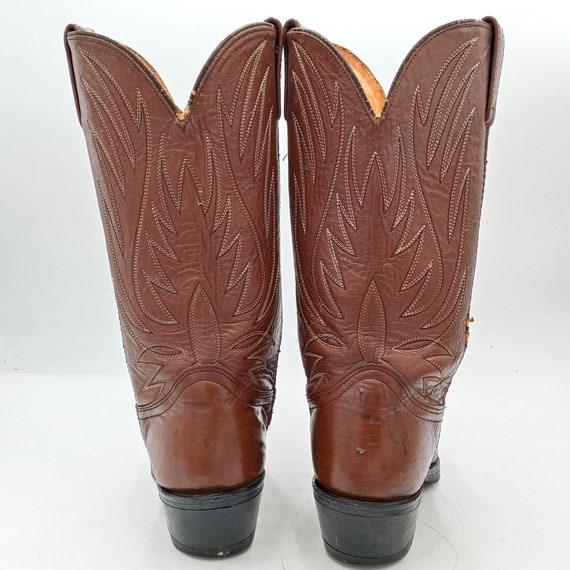Vintage Brown Leather Mens 7 D Cowboy Boots Country Western Chore Work Vintage Brown Leather Cowboy Boots Mens 7 D Country Western  main image 2