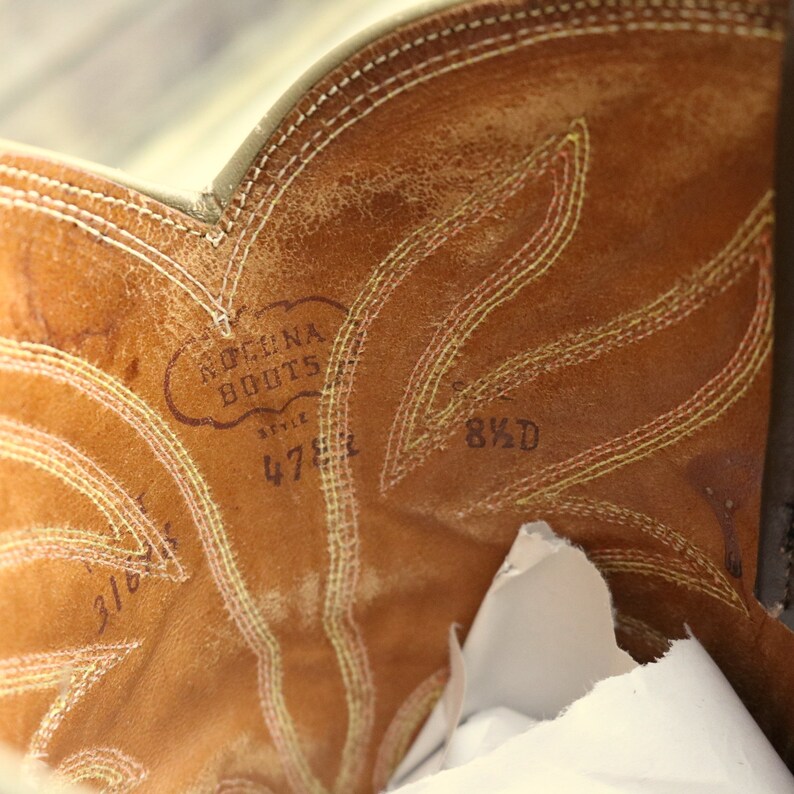 Nocona Cowboy Boots Mens Size 8.5 D Two Tone Brown Western Country Vintage