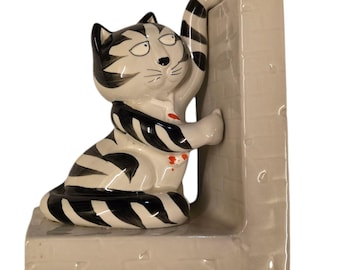 Vintage Takahashi “the Joy of Cats” Ceramic Bookends Figurines