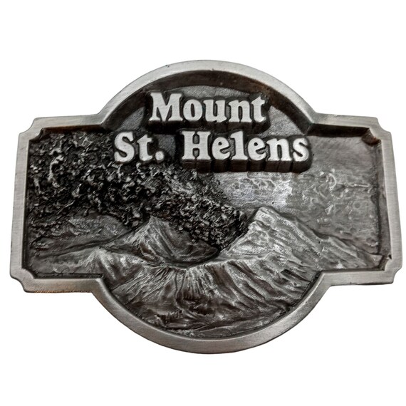 Mt St Helens Belt Buckle Vintage 1980 Volcano Stra