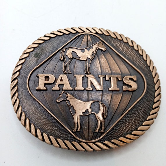 Paint Horse Belt Buckle Vintage Equestrian Cowboy… - image 5