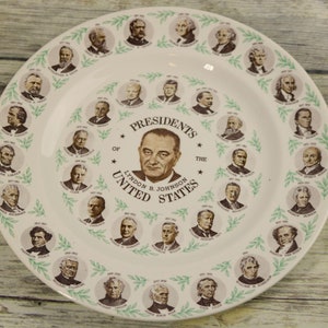 Buckholts Texas Advertising Plate Vintage Presidents 1960s Farmers Gin Promotional Lyndon B Johnson