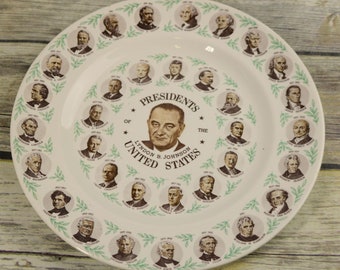 Buckholts Texas Advertising Plate Vintage Presidents 1960s Farmers Gin Promotional Lyndon B Johnson