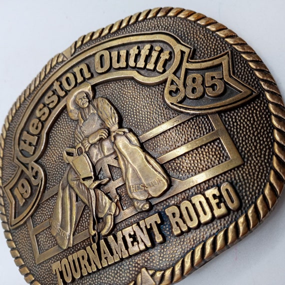 1985 Rodeo Belt Buckle Hesston Outfit Tournament … - image 5