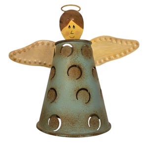 Tin Angel Candleholder Luminary Home Decor Collectible Tealight Candle Holder