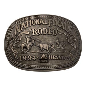 1994 Rodeo Belt Buckle National Finals Hesston Team Ropers Cowboy Hesston VTG