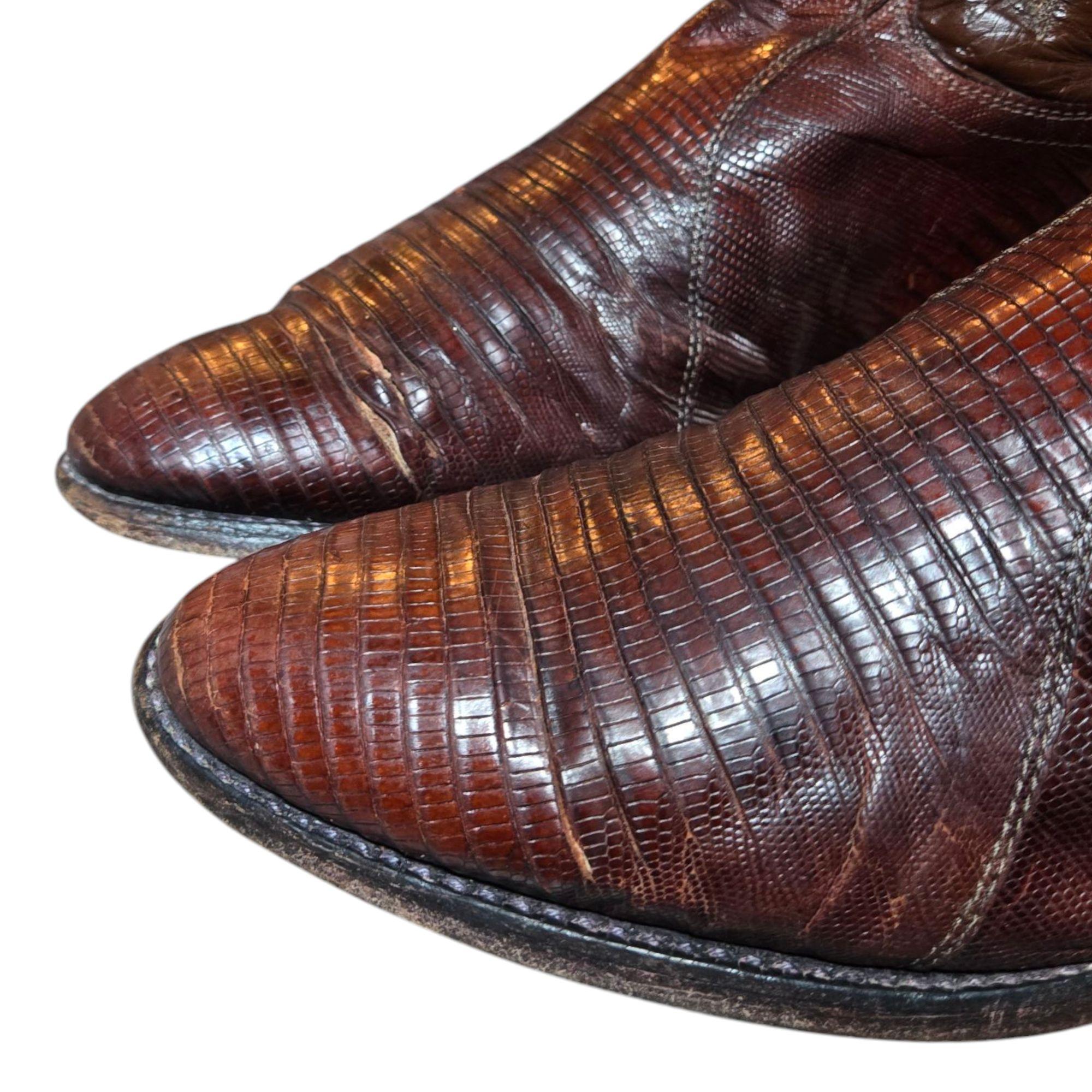 VTG Justin K2971 Lizard Skin Cowboy Boots Brown 14 AA Extra Narrow USA Made Vintage Justin Cowboy Boots Brown Lizard Mens 9.5 D  main image 3