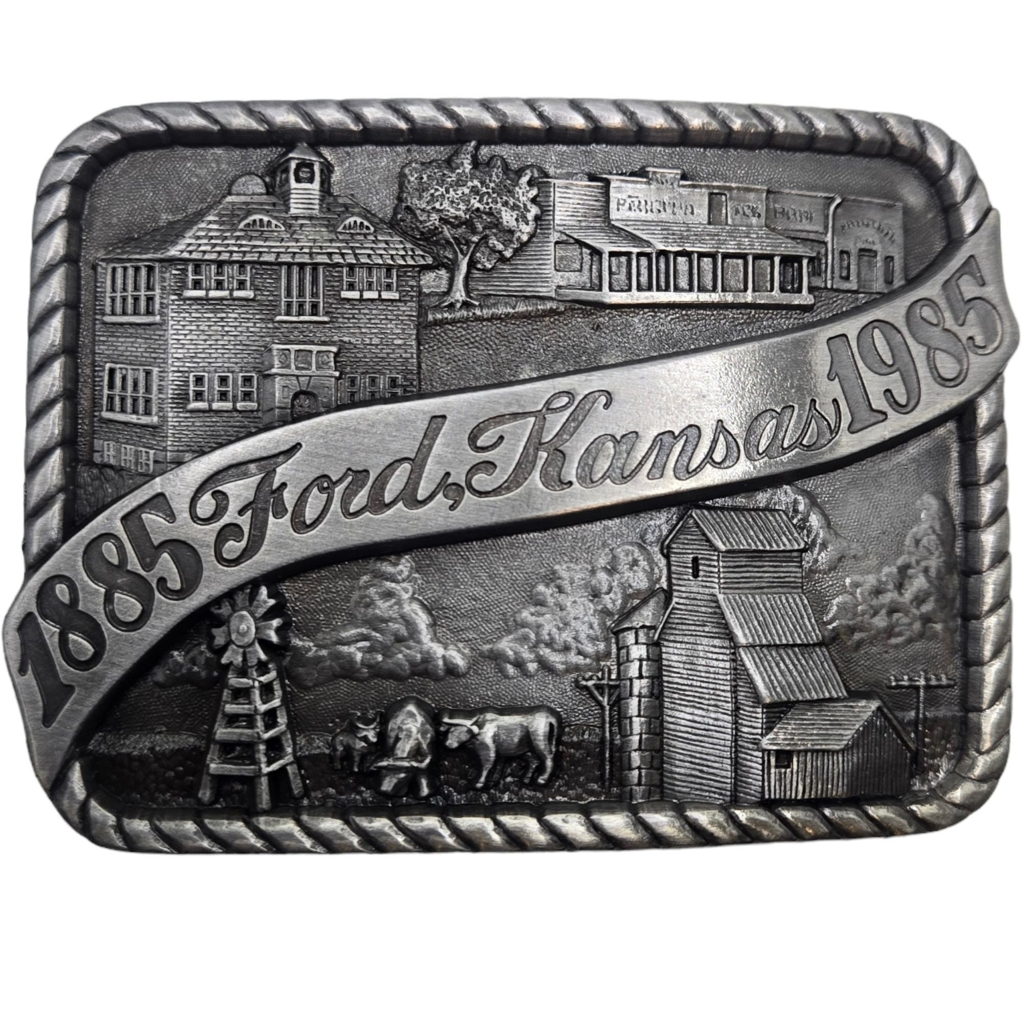 Ford KS 1985 Belt Buckle Collectible Western Wear Centennial Barn