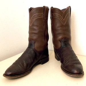 Rich Brown Justin Cowboy Boots With Ostrich Leather - Etsy