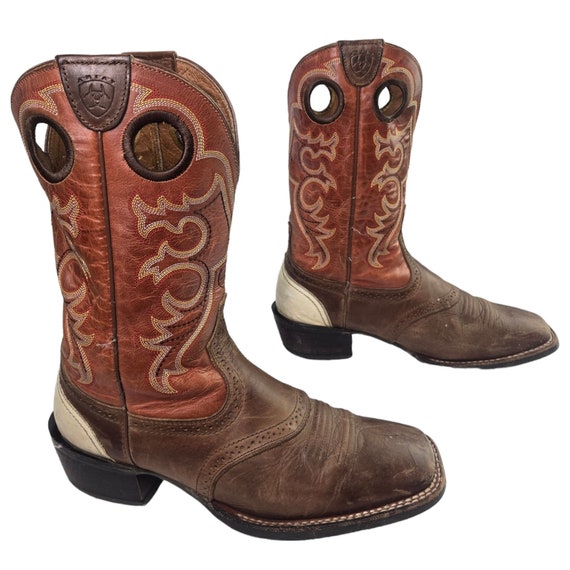 Ariat Cowboy Boots Brown Leather Mens 8.5 D Weste… - image 1